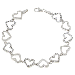 Absolute X Katharine McPhee Sterling Silver Pave Heart Bracelet, 7-1/4"