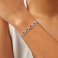 Absolute X Katharine McPhee Sterling Silver Pave Heart Bracelet, 7-1/4"