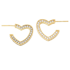 Absolute x Katharine McPhee Sterling Silver Goldclad 1.70ctw Heart Hoop Earrings