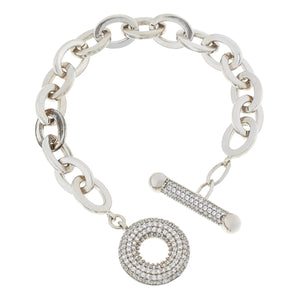 Absolute x Katharine McPhee Sterling Silver 3.30ctw Link Toggle Bracelet, 7-1/4"