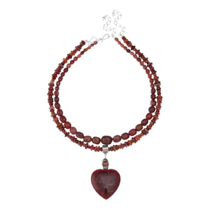 Jay King Strawberry Quartzite Heart Pendant & 2 Necklace Set