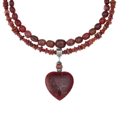 Jay King Strawberry Quartzite Heart Pendant & 2 Necklace Set