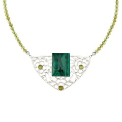 Jay King Sterling Silver Malachite & Peridot Necklace, 18"
