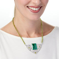 Jay King Sterling Silver Malachite & Peridot Necklace, 18"