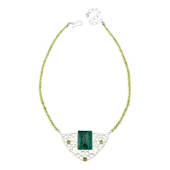 Jay King Sterling Silver Malachite & Peridot Necklace, 18"