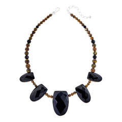 Jay King Sterling Silver Black Chalcedony & Flower Calcite Reversible Necklace, 18"