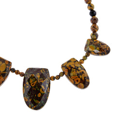 Jay King Sterling Silver Black Chalcedony & Flower Calcite Reversible Necklace, 18"