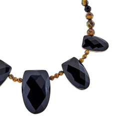 Jay King Sterling Silver Black Chalcedony & Flower Calcite Reversible Necklace, 18"