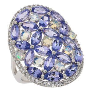 Colleen Lopez Sterling Silver Exotic Tanzanite & Ethiopian Opal Mosaic Ring, Size 5