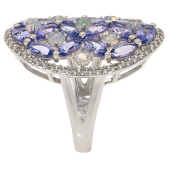Colleen Lopez Sterling Silver Exotic Tanzanite & Ethiopian Opal Mosaic Ring, Size 5