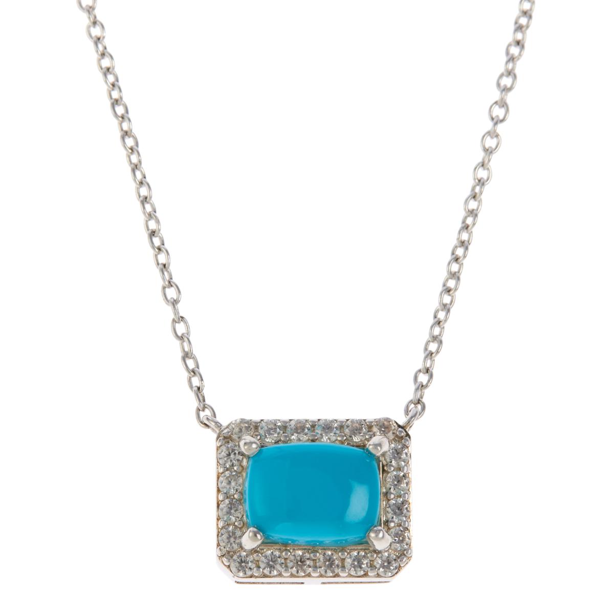 Colleen Lopez Sterling Silver Cushion Turquoise Necklace, 18"