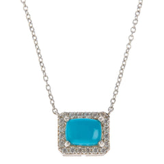 Colleen Lopez Sterling Silver Cushion Turquoise Necklace, 18"