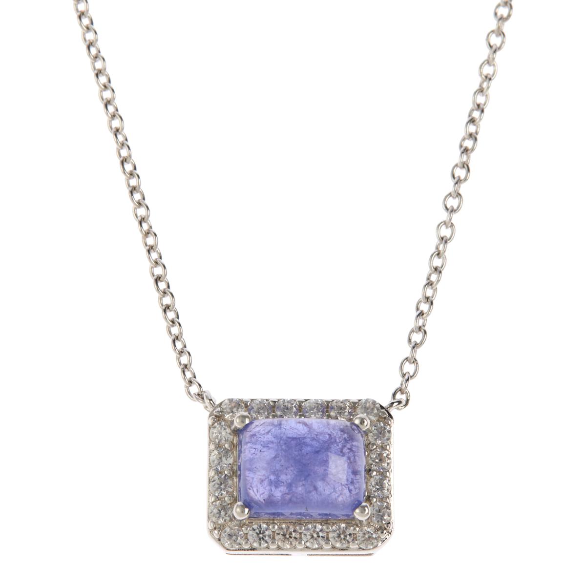 Colleen Lopez Sterling Silver Cushion Tanzanite Necklace, 18"
