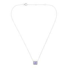 Colleen Lopez Sterling Silver Cushion Tanzanite Necklace, 18"