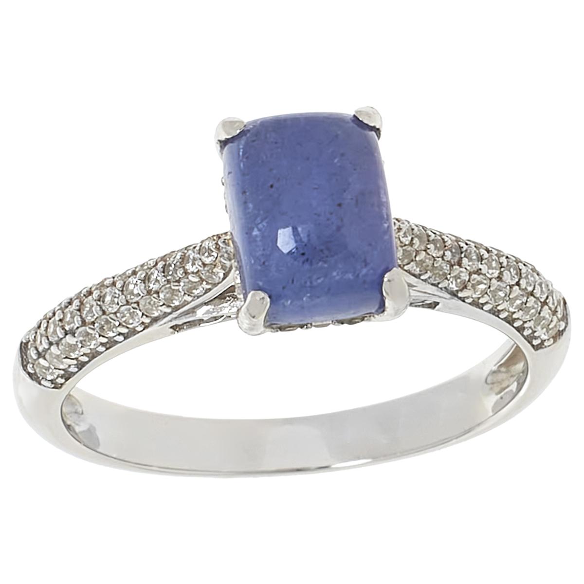 Collee Lopez Sterling Silver Cushion Tanzanite Ring, Size 7