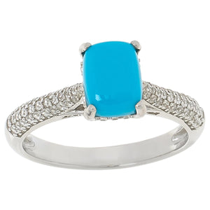 Collee Lopez Sterling Silver Cushion Turquoise Ring, Size 6