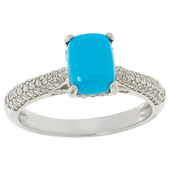 Collee Lopez Sterling Silver Cushion Turquoise Ring, Size 6