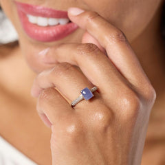 Collee Lopez Sterling Silver Cushion Tanzanite Ring, Size 7