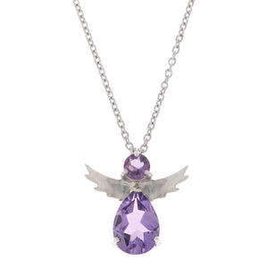 Colleen Lopez Sterling Silver Amethyst Angel Pendant with Chain