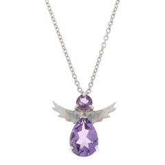 Colleen Lopez Sterling Silver Amethyst Angel Pendant with Chain