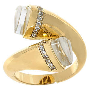 Rarities Sterling Silver Goldcald Crystal & White Zircon Bypass Ring, Size 7