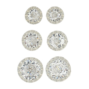 Absolute Sterling Silver 16.40ctw 100-Facet Martini Stud Earrings Set