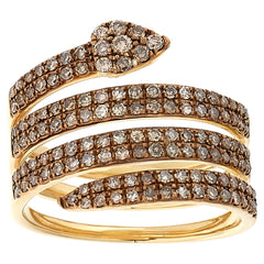 Rarities Sterling Silver Goldclad 1ctw Pave Champagne Diamond Wrap Ring, Size 6