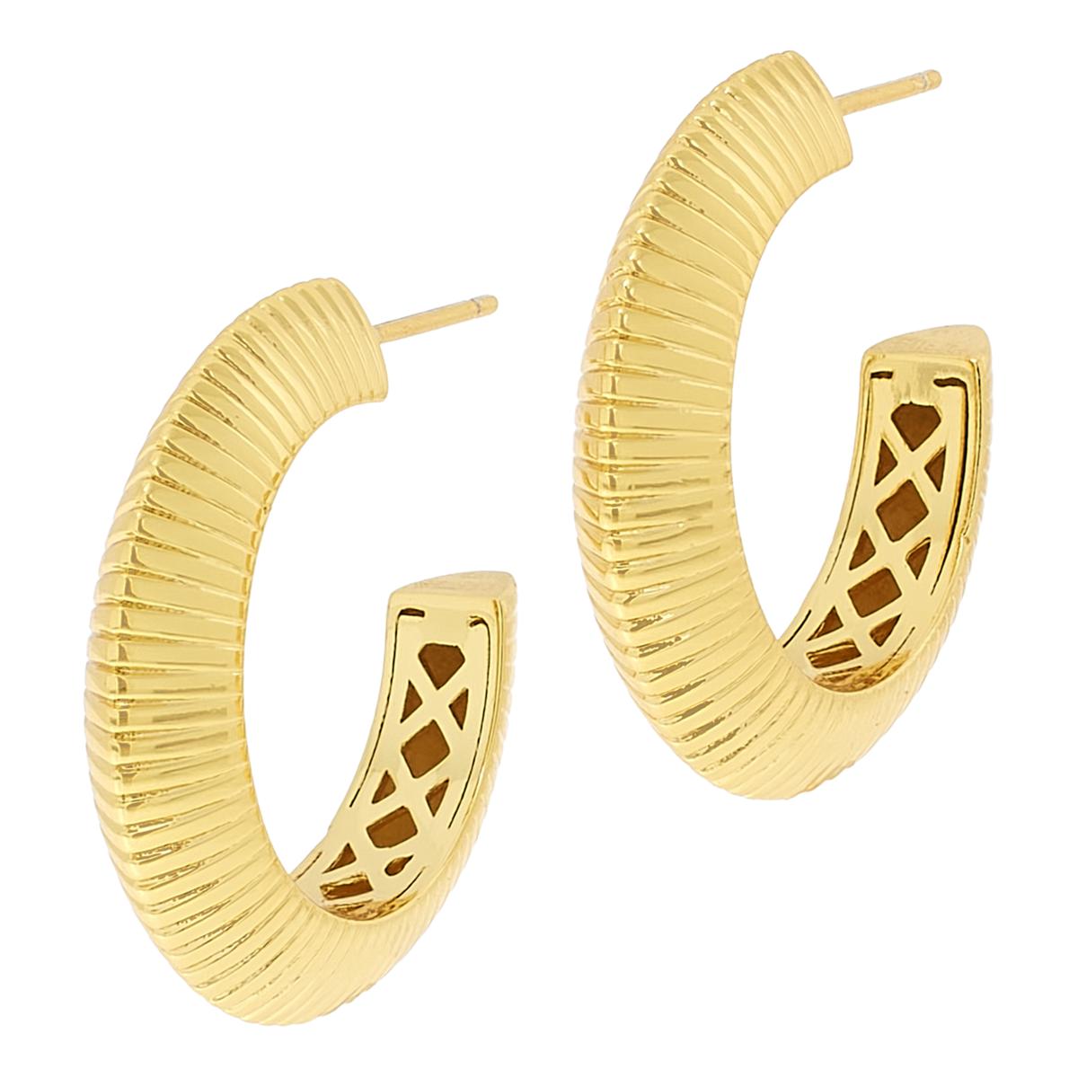 Bellezza Bronze Polished Ridged Front Hoop Earrings