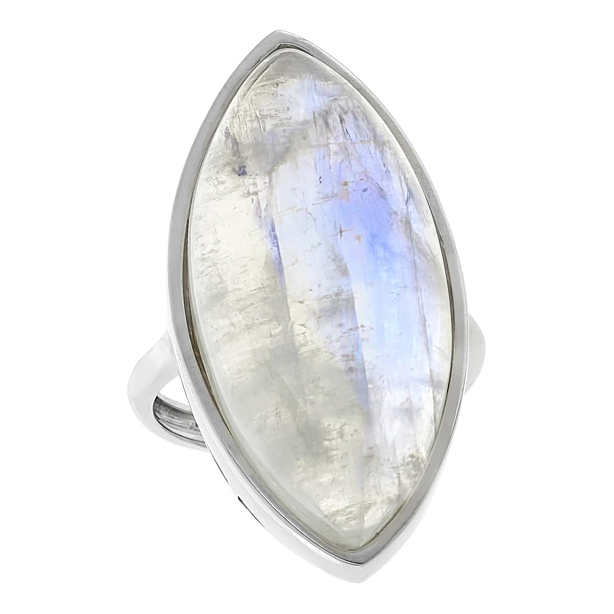 Colleen Lopez Sterling Silver Elongated Marquise Moonstone Ring, Size 9