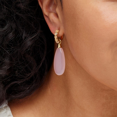 Rarities Sterling Silver Goldclad Pink Chalcedony Drop Earrings, 2"