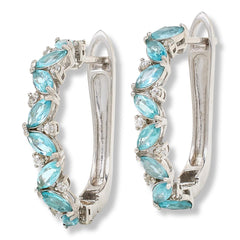 Colleen Lopez Sterling Silver Marquise Apatite & White Zircon Hoop Earrings.