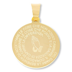 Bellezza Bronze Serenity Prayer English/Italian Reversible Pendant