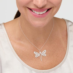 Tanya Moss Sterling Silver Dragonfly Pendant Necklace, 17-3/4"