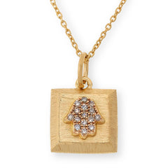 Colleen Lopez Sterling Silver 1/6ctw Diamond Pavé Hamsa Diamond Pendant Necklace,