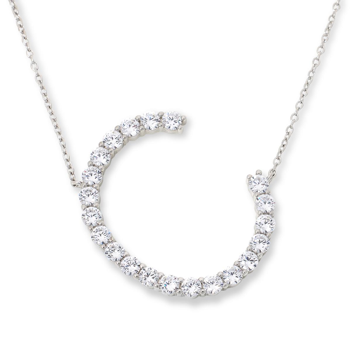 Absolute Sterling Silver PavÃƒÆ’Ã‚Â© Initial "C" Necklace, 18"
