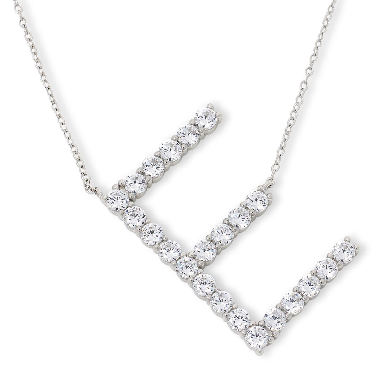 Absolute Sterling Silver PavÃƒÆ’Ã‚Â© Initial "E" Necklace, 18"
