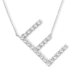 Absolute Sterling Silver PavÃƒÆ’Ã‚Â© Initial "E" Necklace, 18"