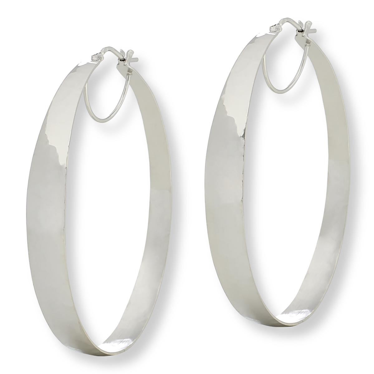 Bellezza Bronze Medium Tapered Hammered Hoop Earrings
