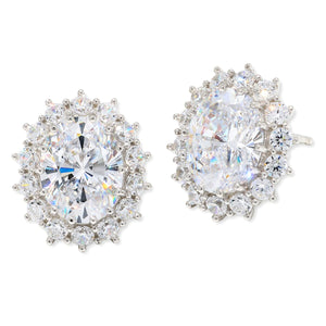 Absolute Sterling Silver 7.78ctw Colorful Oval Halo Stud Earrings