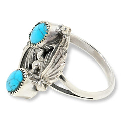 Chaco Canyon Sterling Silver Sleeping Beauty Turquoise 2-Stone Ring, Size 6