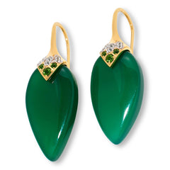Colleen Lopez Sterling Silver Goldclad Chalcedony &Pavé Gem Drop Earrings
