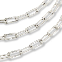 Bellezza White Bronze Graduated 3-Row Paperclip Chain Necklace, 18"