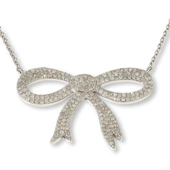 Colleen Lopez Sterling Silver Pave Diamond Bow Pendant Necklace, 18"