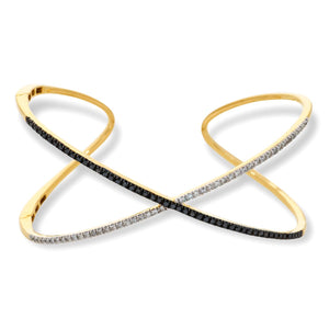 Rarities Sterling Silver Goldclad 3/4ctw Diamond Double Helix Crisscross Hinged Cuff, 6-3/4"
