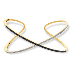 Rarities Sterling Silver Goldclad 3/4ctw Diamond Double Helix Crisscross Hinged Cuff, 6-3/4"