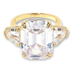 Absolute Sterling Silver Goldclad Couture Emerald-Cut & Trilliant Cocktail Ring, Size 9