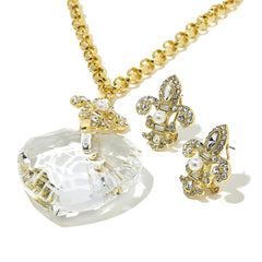 Heidi Daus Winter Heart Drop Necklace & Omega Stud Earrings Set
