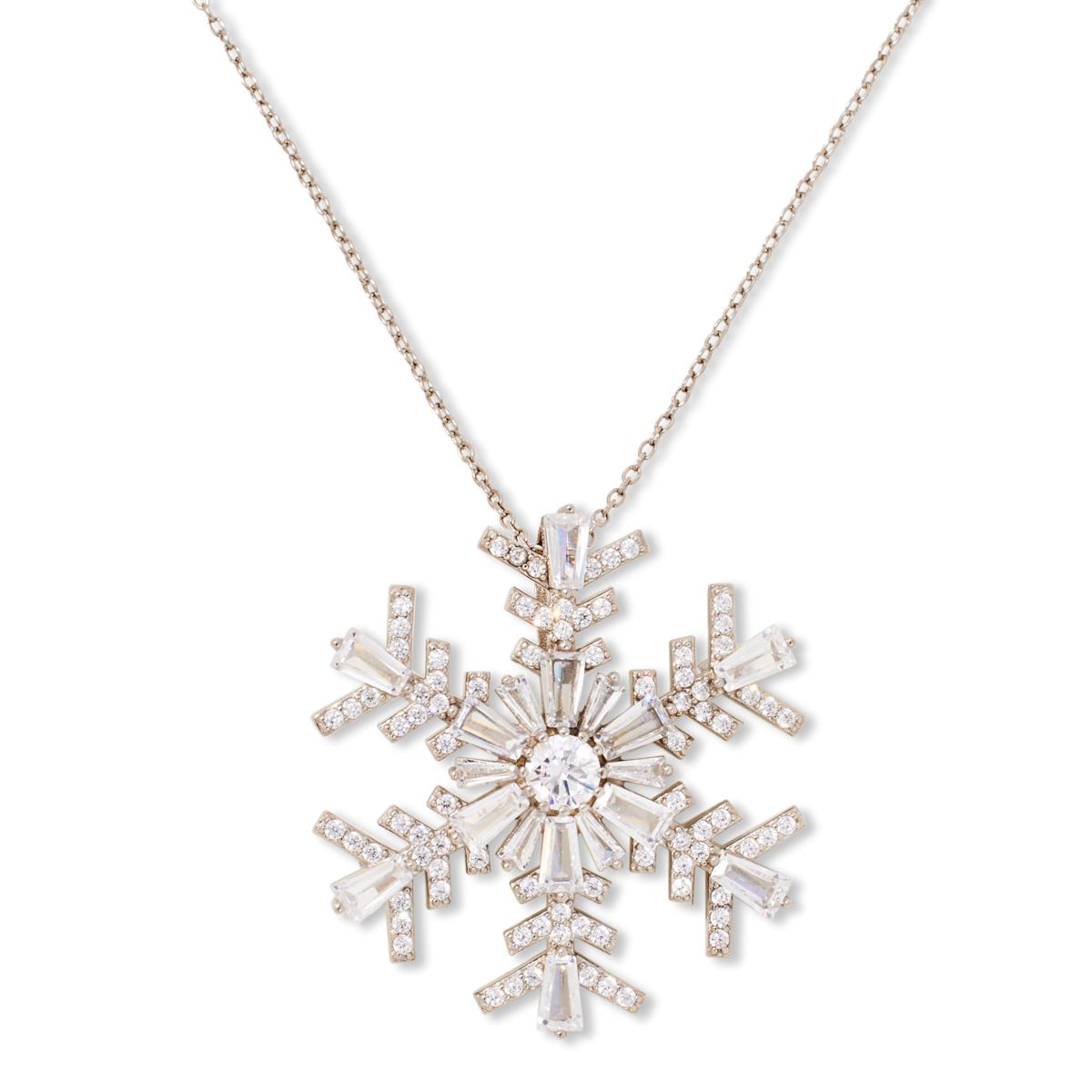 Absolute Sterling Silver Snowflake Pin/Pendant Necklace, 18"