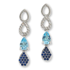 Colleen Lopez Sterling Silver Blue sapphire & Blue Topaz Multi-Pear Drop Earrings