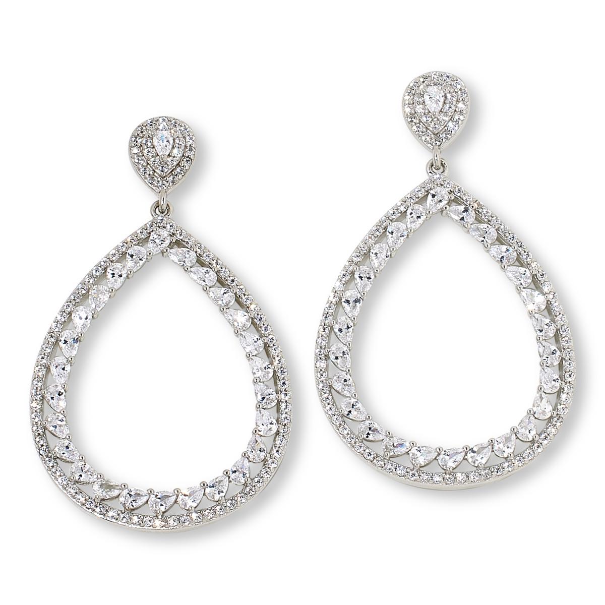 Absolute Sterling Silver 2.82ctw Open Teardrop Dangle Earrings